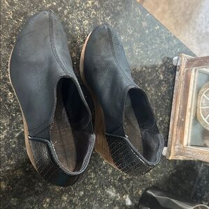 Black Leather Slip-On Shoes